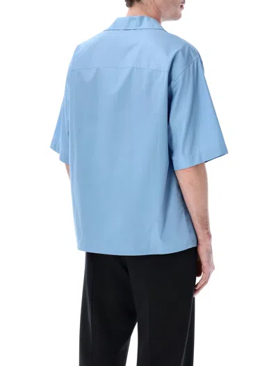 Marni Short-sleeved Shirt With Embroidered-logo In Blue