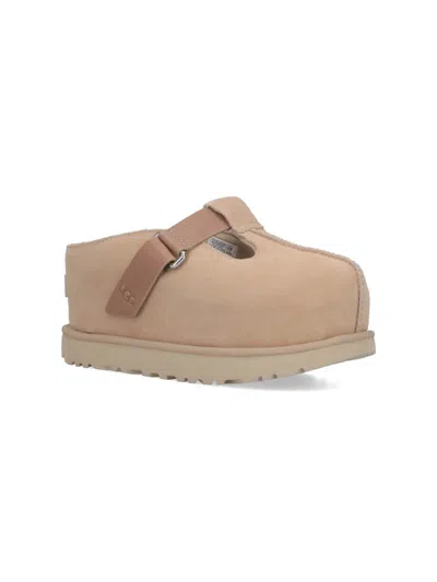 Ugg Goldenstar Beige Suede Slippers In Neutral