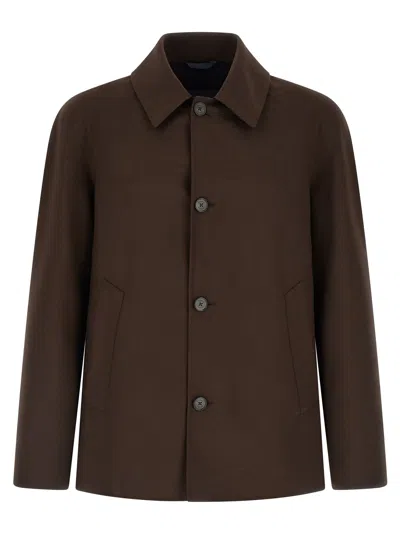 Herno Buttoned Shirt Jacket In Brown