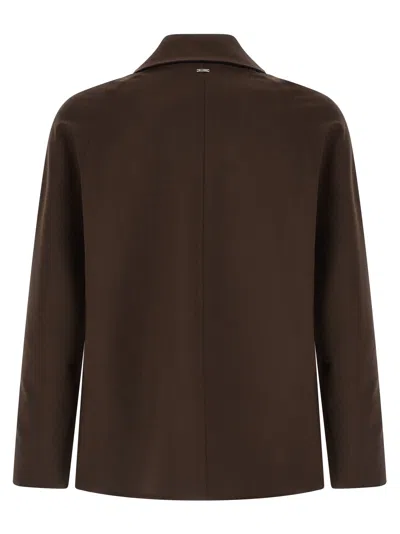Herno Buttoned Shirt Jacket In Brown