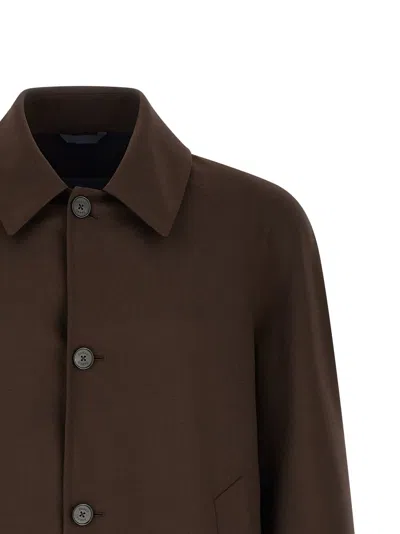 Herno Buttoned Shirt Jacket In Brown