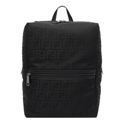 Fendi Lui Ff-motif Zip Backpack In Black