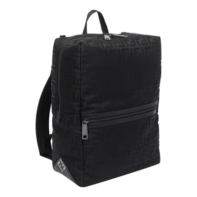 Fendi Lui Ff-motif Zip Backpack In Black