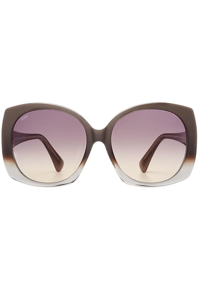 Tod's Oversize Sunglasses With Leather In Grey