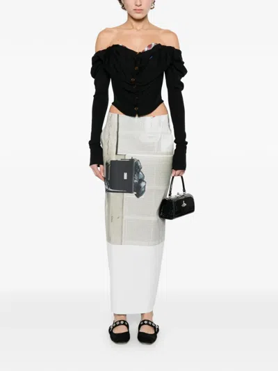 Vivienne Westwood Bea Checked Cotton-trimmed Embroidered Wool And Silk-blend Cardigan In Black