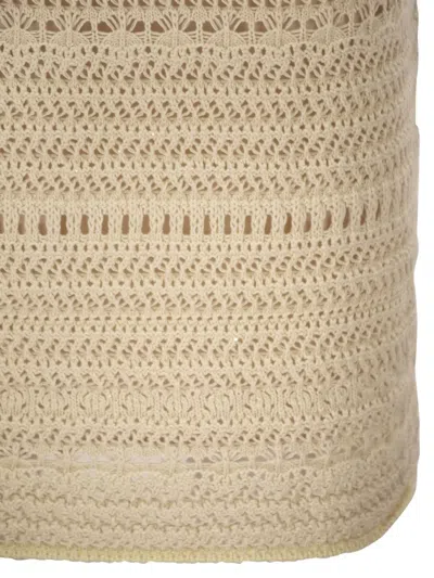 Fabiana Filippi Pencil Skirt In Wool And Cotton With Sequins In Neutral