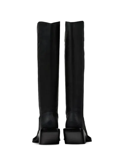 Camperlab Square Toe Leather Boots In Black
