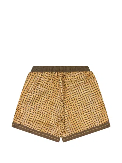 Amiri Brown Weave Pattern Silk Shorts In Brown