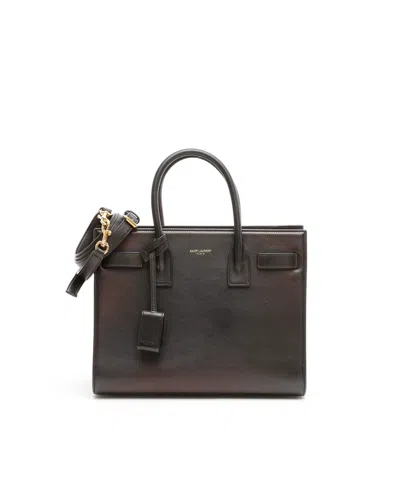 Saint Laurent Sac De Jour Baby Top-handle Bag In Smooth Leather In Brown