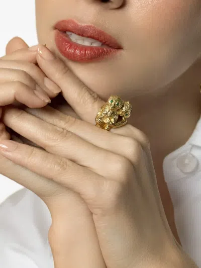 David Webb Monkey-motif Emerald Ring In Gold