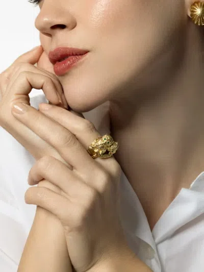 David Webb Monkey-motif Emerald Ring In Gold