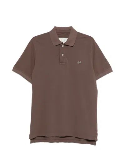 Erl Short-sleeved Polo Shirt In Brown