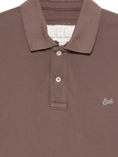 Erl Short-sleeved Polo Shirt In Brown