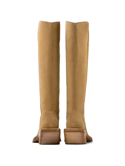 Camperlab Square Toe Suede Boots In Brown