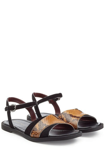 Marc By Marc Jacobs Embossed Leather And Suede Flat Sandals In Black