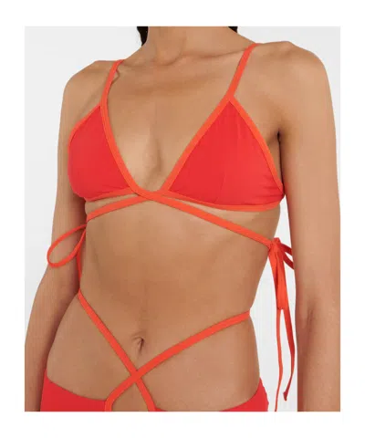 Christopher Esber Wrap-around Triangle Bikini Top In Red