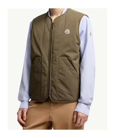 Moncler Raquille Jacket Polyester Blend Collared Design In Green