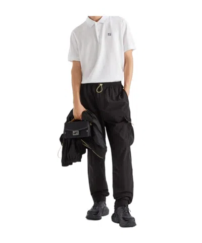 Fendi Straight Trousers Elastic Waistband Cargo Pockets In Black