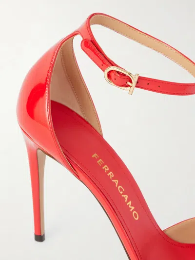 Ferragamo Maily Patent Leather Pumps In Red