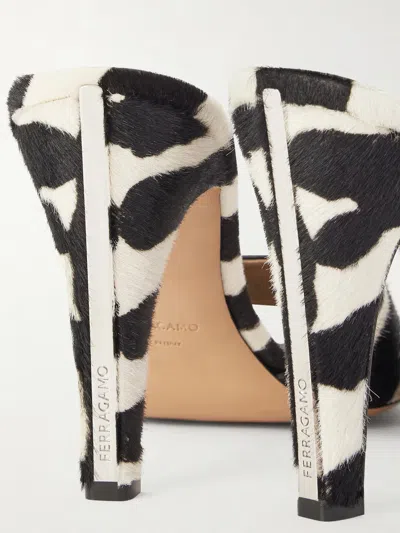 Ferragamo Tatiana Zebra Print High-heeled Sandals In Black