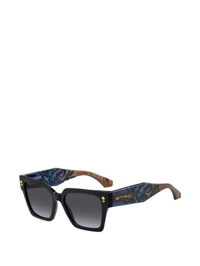 Etro 55mm Gradient Rectangular Sunglasses In Black