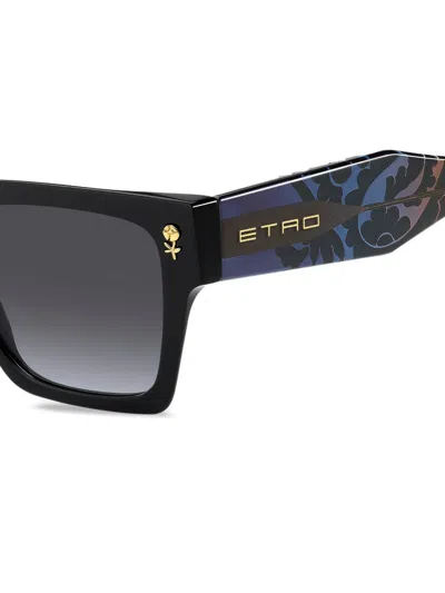Etro 55mm Gradient Rectangular Sunglasses In Black