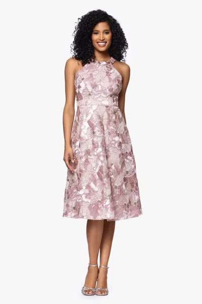 Betsy & Adam Soutache Sequin Sleeveless Cocktail Dress In Pink