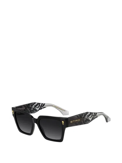 Etro 55mm Gradient Rectangular Sunglasses In Black