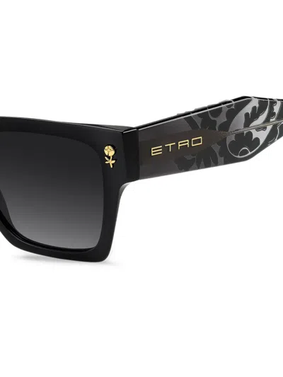 Etro 55mm Gradient Rectangular Sunglasses In Black
