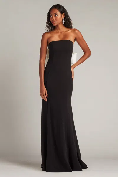Tadashi Shoji Bow Strapless Crepe Taffeta Gown In Black