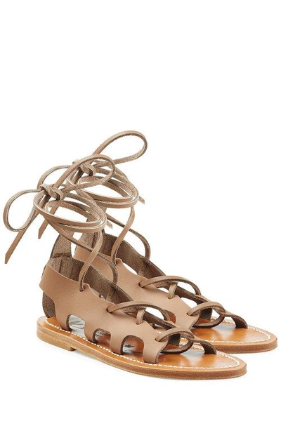 Kjacques Leather Lace-up Sandals In Brown