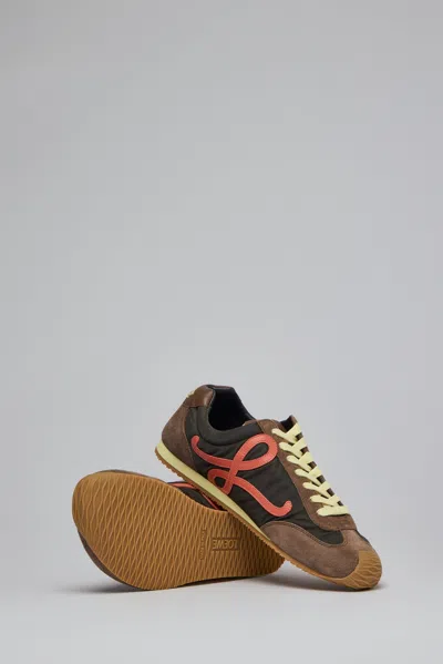 Loewe Ballet Runner 2.0 Suede-trimmed Sneakers In Burgundy