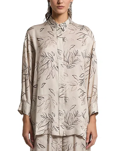 Peserico Beige Blouse Leaf Pattern Blouse In Neutral