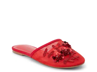 Coconuts By Matisse Maven Beaded Mesh Mule Flats In Red