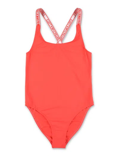 Stella Mccartney Logo One-piece Swimsuit In Blue