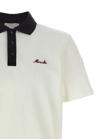 Moncler Embroidered Logo Cotton Pique Polo Shirt Clothing In White