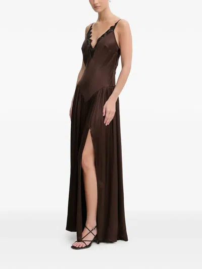 Bardot Aderia Lace Detail Maxi Dress In Brown