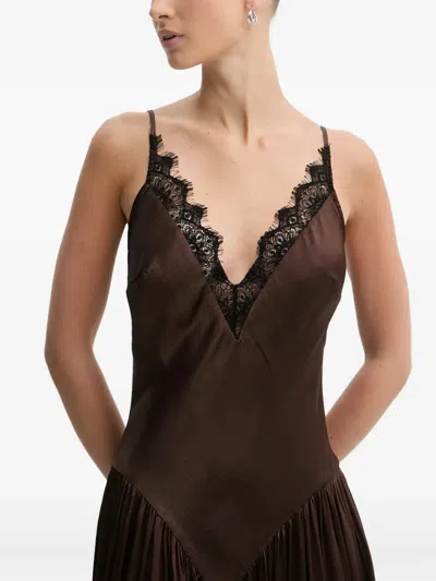 Bardot Aderia Lace Detail Maxi Dress In Brown