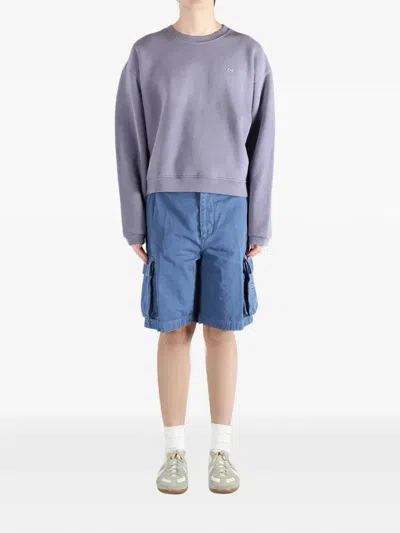 Erl Embroidered Sweatshirt In Purple