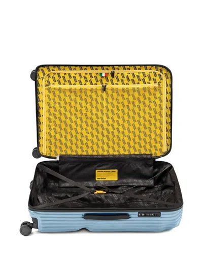Crash Baggage Logo-detail Striped-pattern Suitcase In Blue