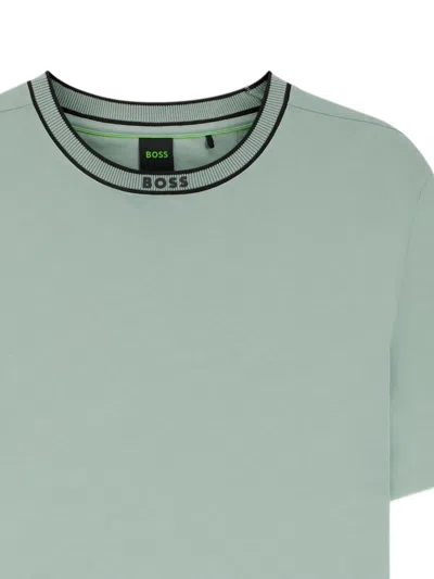 Hugo Boss Cotton T-shirt With Logo Crew Neck In Green