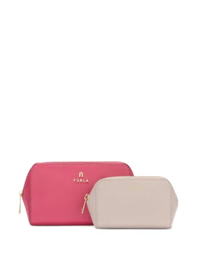 Furla Camelia Beauty Case M Velvet Pink Pelle Stampata Donna