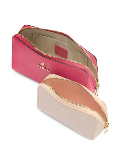 Furla Camelia Beauty Case M Velvet Pink Pelle Stampata Donna