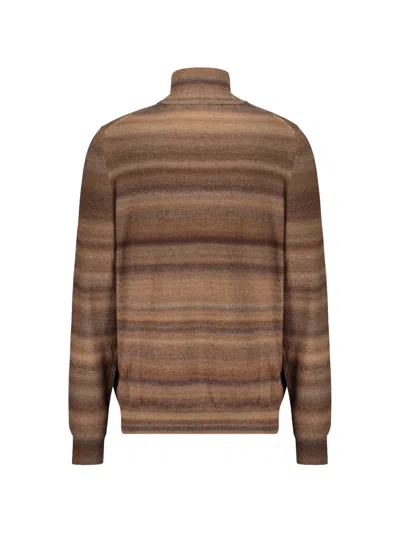 Fedeli Striped-pattern Sweater In Brown