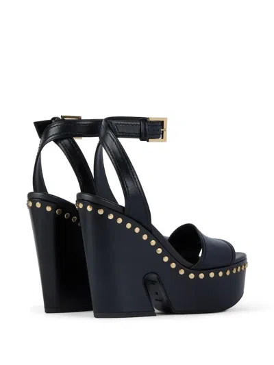 Givenchy Clog Platform Sandals In Leather With Studs Detail In Black