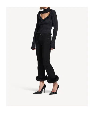 Balenciaga Cotton Rib Knit Heart Cutout Sweater In Black