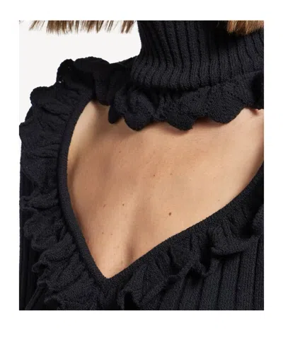 Balenciaga Cotton Rib Knit Heart Cutout Sweater In Black