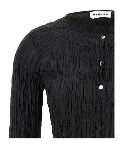 P.a.r.o.s.h Soph Blouse Button Detail Long Sleeves In Black