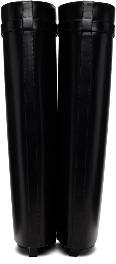 Givenchy Black Sandals With Logo Plaque On The Front And High Wedge Heel In Leather Woman