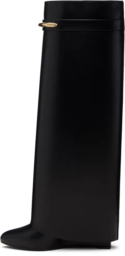 Givenchy Black Sandals With Logo Plaque On The Front And High Wedge Heel In Leather Woman